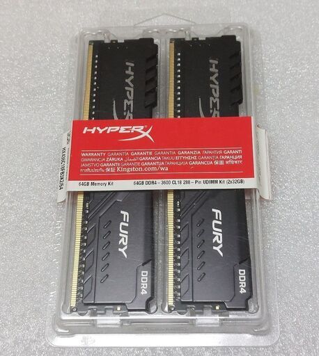 ※ 64GB ※ PC RAM メモリ FURY HyperX DDR4 3600 18-22-22-39 (2 × 32 GB) HX436C18FB3K2/64
