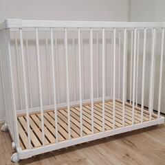 ※現金可　ファルスカ ベッドサイドベッド03 ホワイト(添い寝安全ベルト付)