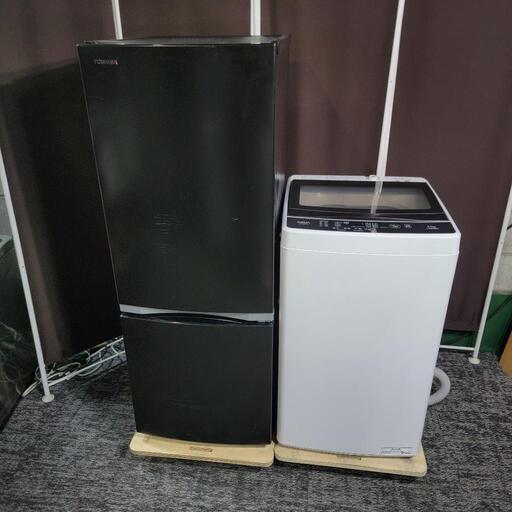 ‍♂️r/s売約済み‼️お届け\u0026設置は全て0円‼️最新2021年製✨ブラックインテリア✨東芝 × アクア 家電セット