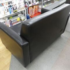 2人掛けソファ レザー調 幅128㎝ ダークブラウン コンパクトソファ 2P