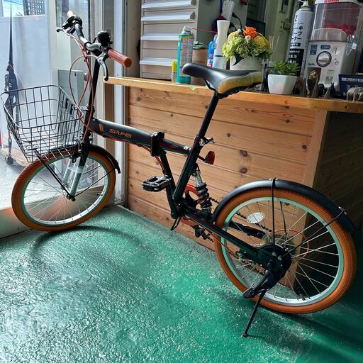 ★SIAFEI★ 折り畳み式 20インチ 20 folding サスペンション 変速付き カゴ付き コンパクト 自転車 通勤 通学 福島 郡山市 a