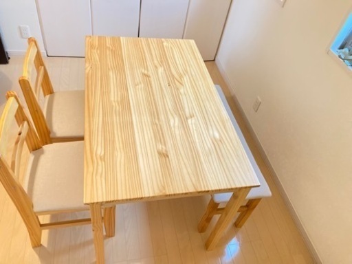 ダイニング\u0026チェア\u0026ベンチ4点セット　ダイニングテーブルテーブルセット　ナチュラル