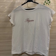 フリル袖Tシャツ　白