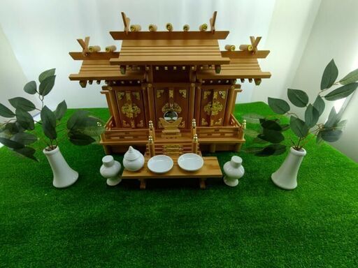 T【コレ見て】　神棚セット　屋根違い三社　神棚