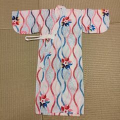 【中古品】女児用ゆかた(波模様)