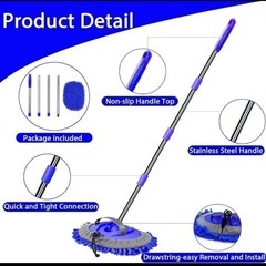 【新品未使用】160㎝ 洗車 モップ 長い 柄付き 洗車用モップ 伸