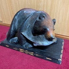 木彫りの熊　熊の置き物　台座付き　クマ　くま　昭和レトロ