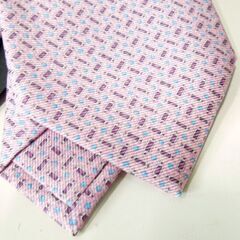 本物 BVLGARI THE SEVEN FOLD TIE ネクタイ シルク 総柄 ピンク