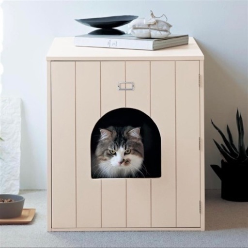 見た目、臭い軽減　猫トイレ用カバー （アイボリー）