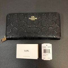 新品未使用　COACH　長財布　ラウンドジップウォレット　黒　ブ...