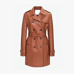 羊革・ベルト付き羊革トレンチコート Sheep Leather Trench Coat with Belt