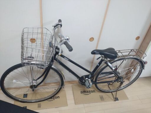 自転車 27インチ シティサイクル RESIDENCE カゴ付き 6段変速 ゴールド