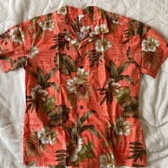 ハワイ　アロハシャツ　メンズ　オレンジ系
