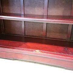 価格見直しました！唐木｜雷文彫刻文様｜3灯ライト付｜ガラスキャビネット