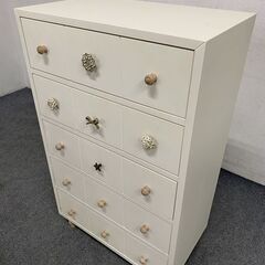 Francfranc/フランフラン ラーナ チェスト ハイ 2 ホワイト×ナチュラル 中古家具 店頭引取歓迎 R7608 Francfranc/フランフラン ラーナ チェスト ハイ 2 ホワイト×ナチュラル