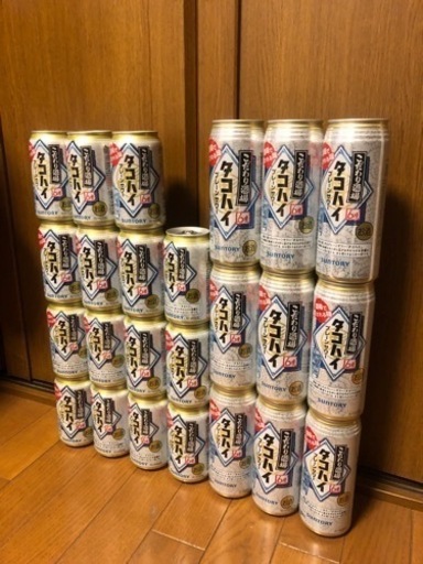 大量43本　アサヒ マルエフ 17本、キリン本麒麟（試飲缶）2本　タコハイ 350ml×15本　500ml×9本