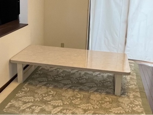 ローテーブル  180×90  高さ40 大理石調 ホワイト