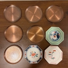 コースター　陶器　銅製
