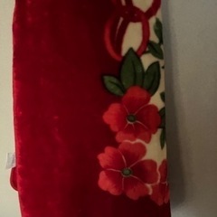 柔らかフランネル毛布　赤　花柄