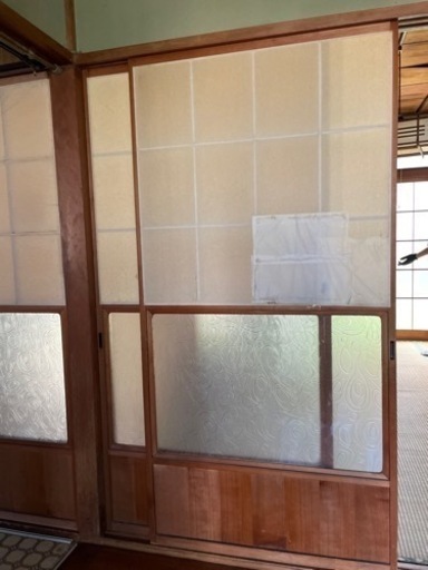 f○□⑥昭和レトロ型板ガラス【渦】木枠付きデザインガラス障子引き戸