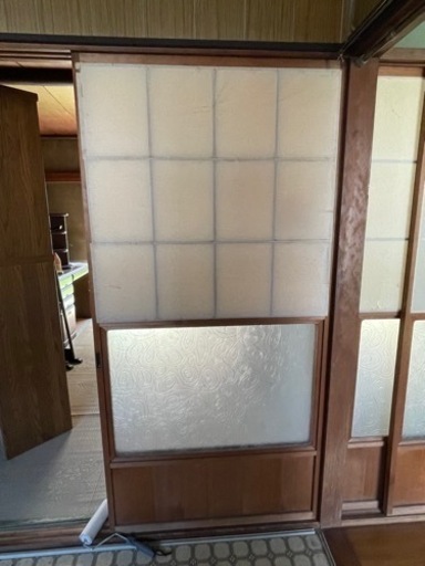 f○□⑦昭和レトロ型板ガラス【渦】木枠付きデザインガラス障子引き戸