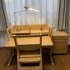 学習机　３段ワゴン　椅子セット　オカムラジュニアデスク　ピエルナ...