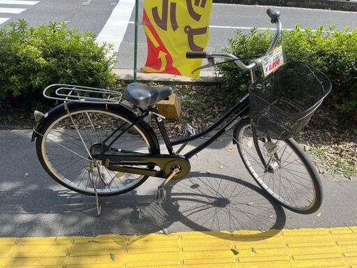 【リサイクルショップどりーむ鹿大前店】No.1097　自転車　ママチャリ　カゴ付き　ベル付き　黒色　LEDオートライト付き リサイクルショップどりーむ鹿大前店】No.1097 自転車 ママチャリ カゴ