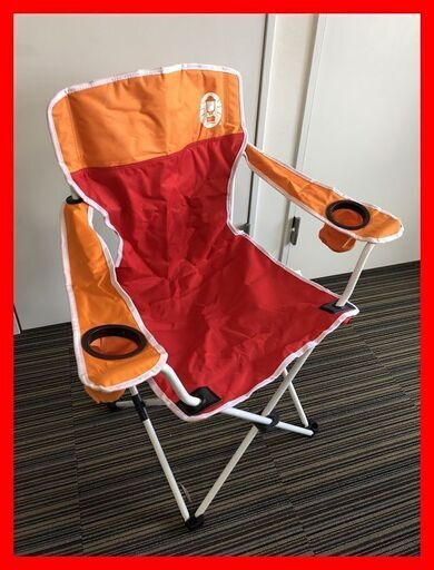 ▼【Coleman　リゾートチェアⅡ　170-7682　アウトドア】コールマン イス 折り畳み ケース入り ドリンクホルダー有 観戦 キャンプ レッド×オレンジ（NF231012）Zi-1251W