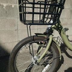 ビルゴ・ディノ、子供乗せ自転車、ラボクルのレインカバー付、傘ホルダー付