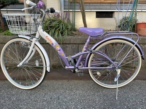 シマノ製　子供　自転車　24インチ　ライトパープル　6段ギア　女の子　キッズ