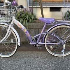 シマノ製　子供　自転車　24インチ　ライトパープル　6段ギア　女...