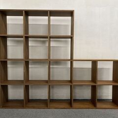 無印良品/MUJI スタッキングシェルフセット5段×2列+3段×2列 ウォールナット オープンラック 収納家具 間仕切り 中古 店頭引取歓迎 R7594