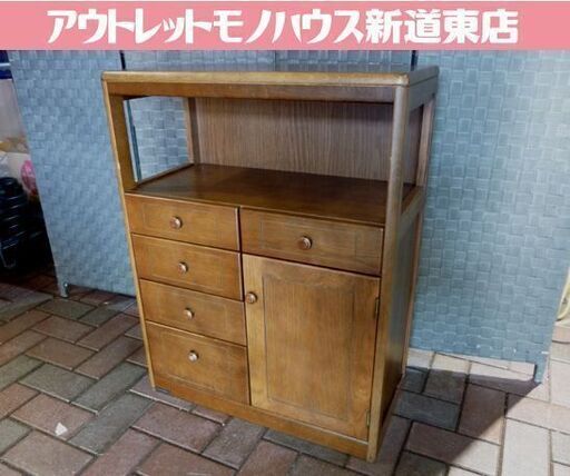 karimoku 電話台 幅60×奥行30×高さ77㎝ ブラウン カリモク キャビネット FAX台 収納棚 茶色 札幌市東区 新道東店