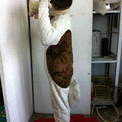 値下げ。要修理　口元・口先。格安中古短期使用　着ぐるみ・本格イベントスーツ　「イヌ・犬・いぬ。」。 　動物・等身大　本体丈夫で、消臭・清潔な樹脂製・国産手造り品、本体スーツ、手、脚、靴セット。洗濯出来ます。 　パンダ・コアラ・トラ・ブタ・ウサギ・サル等１３種各1着先着限り。  