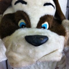 値下げ。要修理　口元・口先。格安中古短期使用　着ぐるみ・本格イベントスーツ　「イヌ・犬・いぬ。」。 　動物・等身大　本体丈夫で、消臭・清潔な樹脂製・国産手造り品、本体スーツ、手、脚、靴セット。洗濯出来ます。 　パンダ・コアラ・トラ・ブタ・ウサギ・サル等１３種各1着先着限り。  