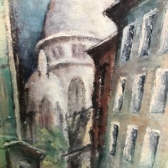 s1014504 鈴木茂 画家 絵画 油絵 F8 作品 ルツェルン湖 スイス インテリア 風景画 真作 中古品