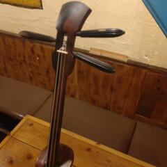 三線　縞黒檀真壁型本皮1枚張り