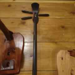 三線　縞黒檀真壁型本皮1枚張り