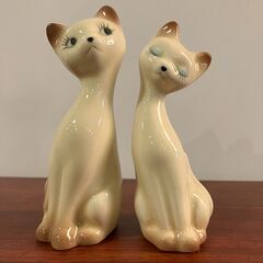 陶器製 猫の置物（ペア・ミニ）