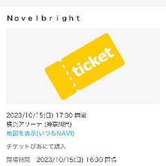 【ネット決済】Novelbright 10/15 横浜アリーナ　2枚