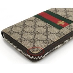 J2754 GUCCI ラウンドファスナー 長財布 シェリーライン GGスプリーム ベージュ 408831