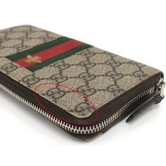 J2754 GUCCI ラウンドファスナー 長財布 シェリーライン GGスプリーム ベージュ 408831