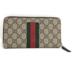 J2754 GUCCI ラウンドファスナー 長財布 シェリーライン GGスプリーム ベージュ 408831