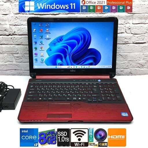 ★保証付★【富士通 AH54/G】新品SSD1000GB/最強 i7-2630QM/メモリ8GB【最新Win11/MS Office2021】（管理：10150020）