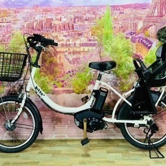 ❶5732子供乗せ電動アシスト自転車ブリヂストン20インチ良好バ...