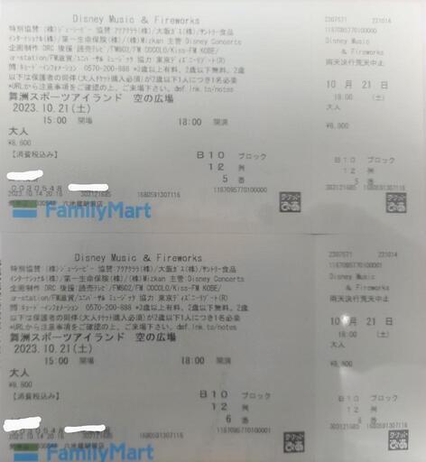 DisneyMusic＆Fireworksチケット2枚 花火
