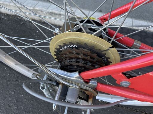 26インチ 6段変速 自転車 ライト 鍵付き 赤 レッド ママチャリ 札幌市