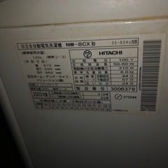 2003年製洗濯機（容量8kg）日立　NW-8CXあげます