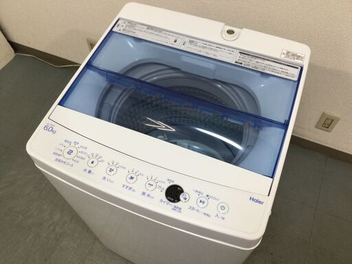 (11/23受渡済)JT6999【Haier/ハイアール 6.0㎏洗濯機】2019年製 JW-C60FK 家電 洗濯 全自動洗濯機 簡易乾燥付