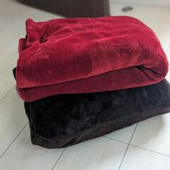 【引き渡し決定】ブランケット　赤・ブラウン(着る毛布)